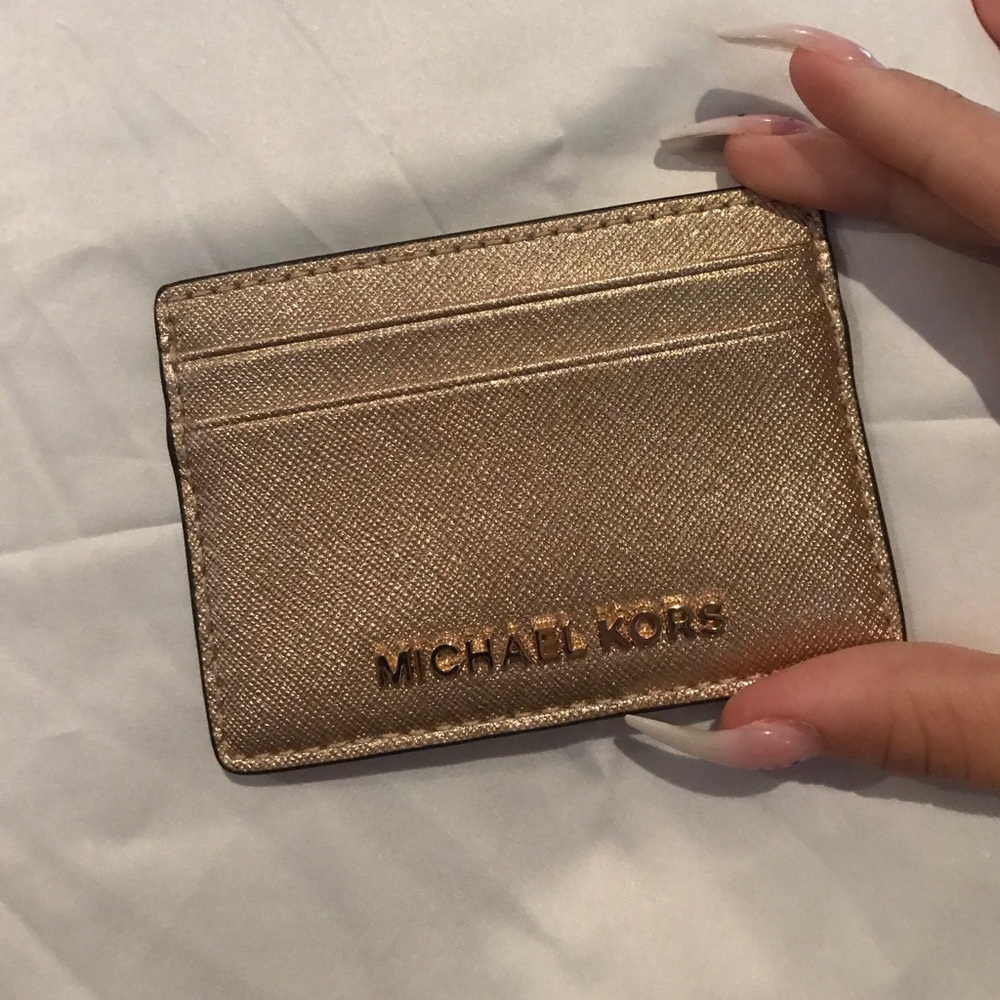 Michael Kors pale gold card holder